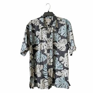 Cooke Street Honolulu Shirt Mens Size XL Gray Hawaiian Beach Short Sleeve Cotton